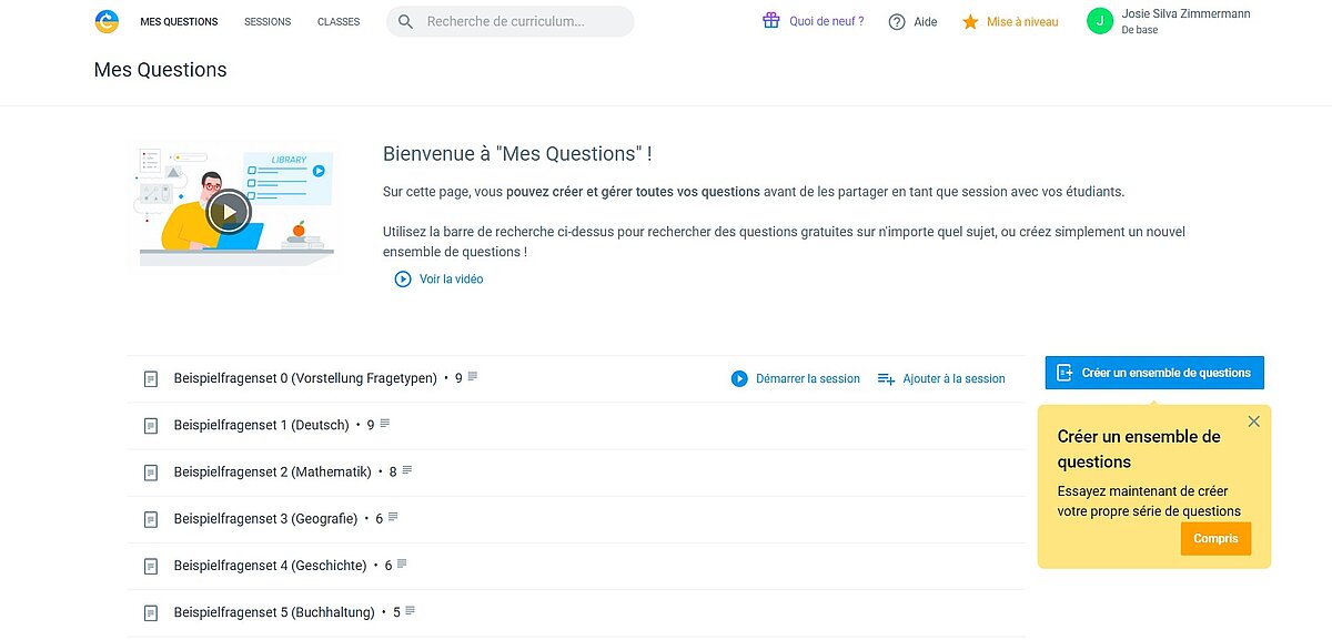 Jeux de questions Classtime